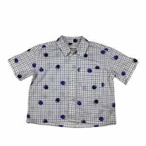 Open Edit Toddler Kids Button Down Ivory Cloud Grid Dot Print Camp Shirt Size 2T